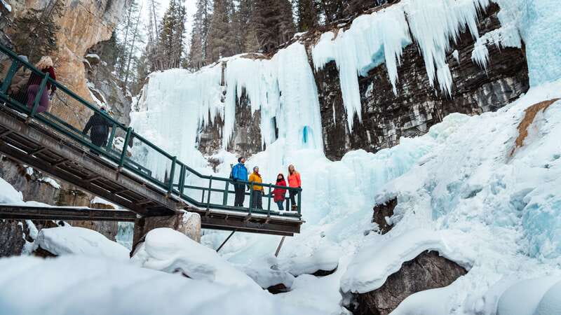 Banff: Morning or Afternoon Johnston Canyon Icewalk - Johnston Canyon Upper Falls: steel catwalks and giant ice pillars